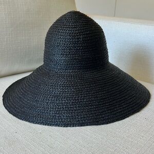 Janessa Leone Melanie Black Wide-Brim Straw Hat
